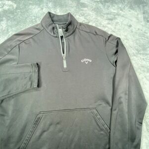 Callaway Sweatshirt Mens M Black Opti-Dri Pullover Golf 1/4 Zip Mock Neck Pocket